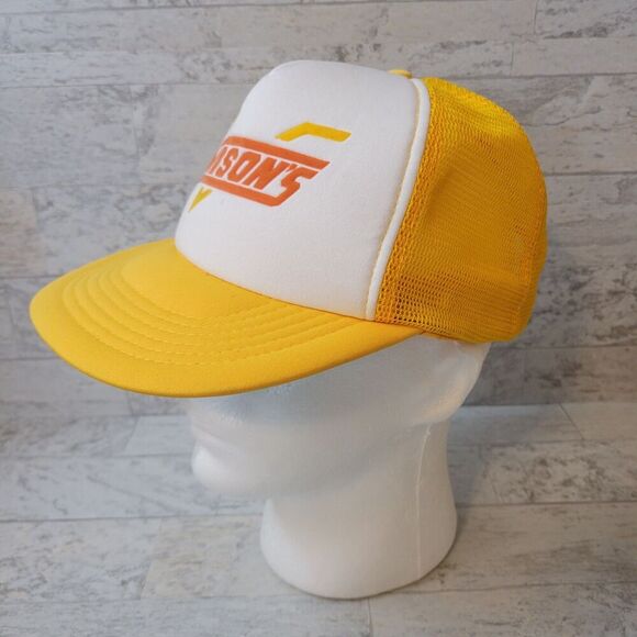 Vintage Gibson's Mesh Trucker Hat Cap Yellow White Snapback - Picture 2 of 9